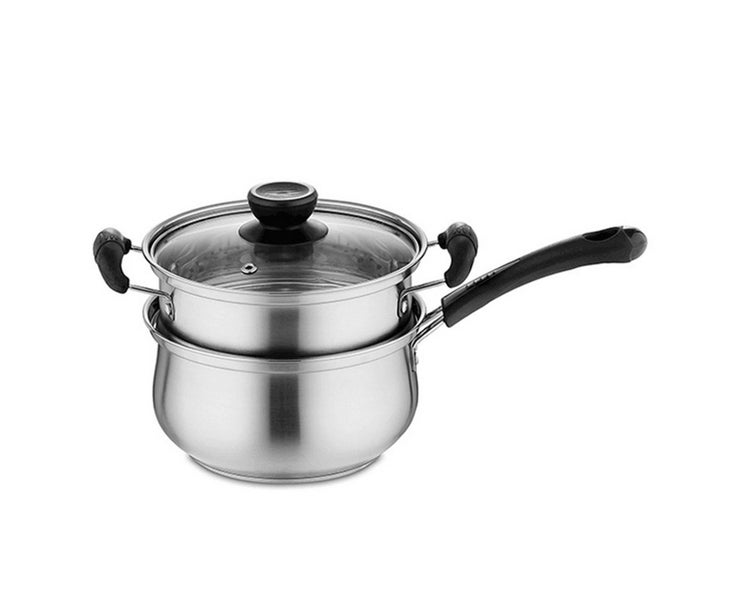 Stainless Steel Pot with Steamer Insert Glass Vented Lid Set Safe and Durab Carousel 1