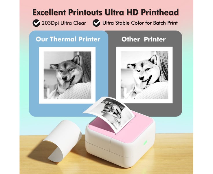 Mini Pocket Printer Portable Thermal Instant Photo Printing Label Maker Mac Carousel 6