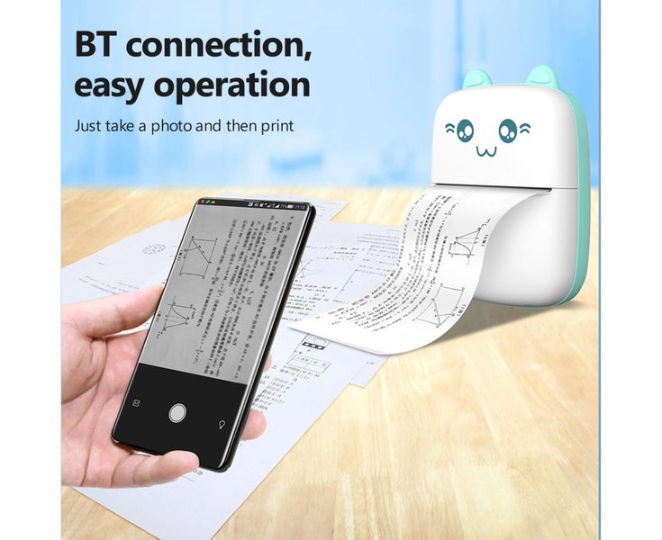 Portable Mini Pocket Printer BT Thermal Printer with Thermal Printing Paper Carousel 6