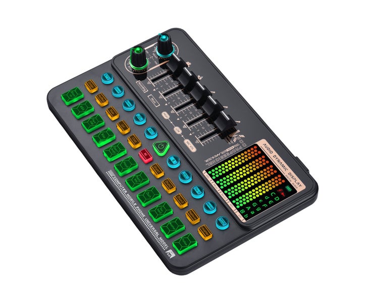 Muslady SK500 Portable Live Sound Card Voice Changer Device Audio Mixer Bui Carousel 1