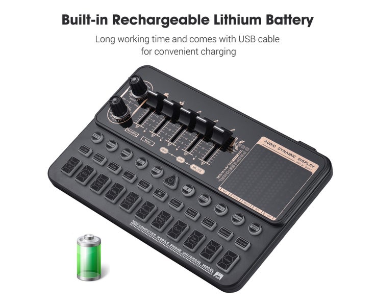 Muslady SK500 Portable Live Sound Card Voice Changer Device Audio Mixer Bui Carousel 6