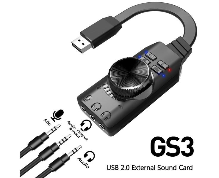 GS3 USB 2.0 External Sound Card Virtual 7.1 Channel Sound Card Adapter Plug Carousel 1