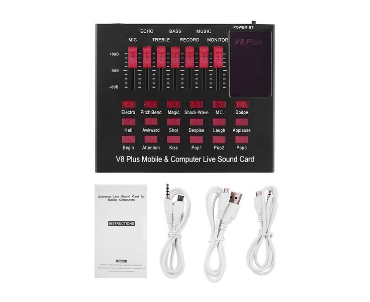 V8plus Voice Changer Sound Mixer Board For Live Sound Card Multiple Sound E Carousel 2