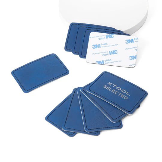 xTool Blue to Silver Laserable PU Leather Rectangular Patch 10pcs Carousel 1