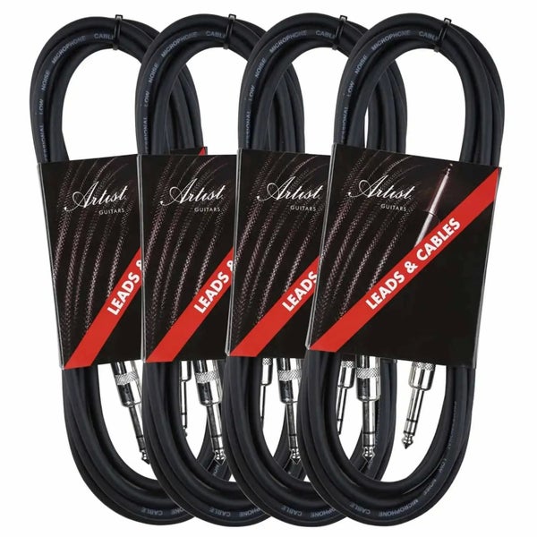 Artist TT10 10ft (3m) TRS Cable/Lead Balanced Jack-Jack - 4 Pack Carousel 1