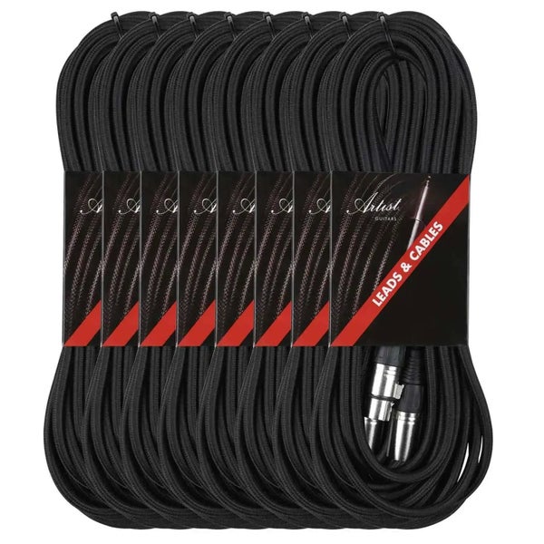 Artist MCD30XX 30ft (9m) Deluxe Mic Cable/Lead XLR-XLR 8 pack Carousel 1