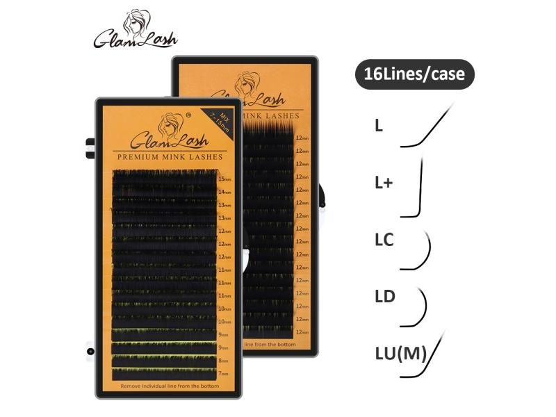 GLAMLASH Curl Mink Eyelashes Extension 16rows/tray Mix Matt Black N/L Curl Carousel 2
