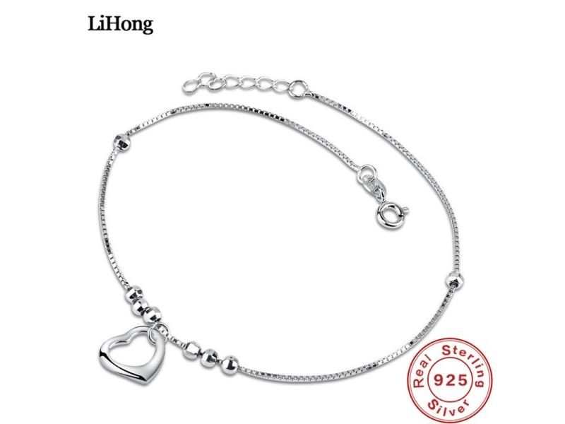 925 Silver Anklet With Woman Heart Pendant For Summer Style Carousel 2