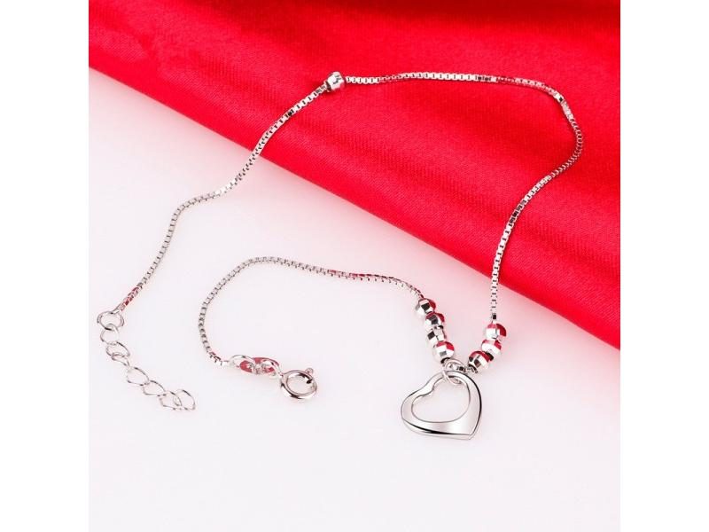 925 Silver Anklet With Woman Heart Pendant For Summer Style Carousel 1