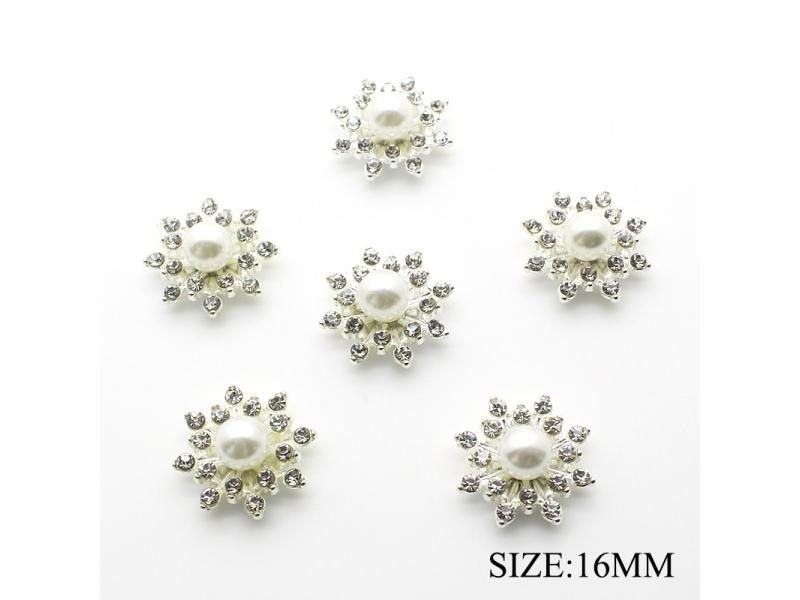 10pcs Lot 16MM Alloy Rhinestone Fabric Buttons For Clothing Hair Tie Carousel 2
