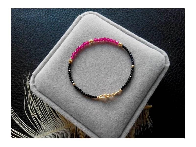 Lab Created Ruby 925 Sterling Silver Black Spinel Gold Gemstone Anklet For Carousel 2