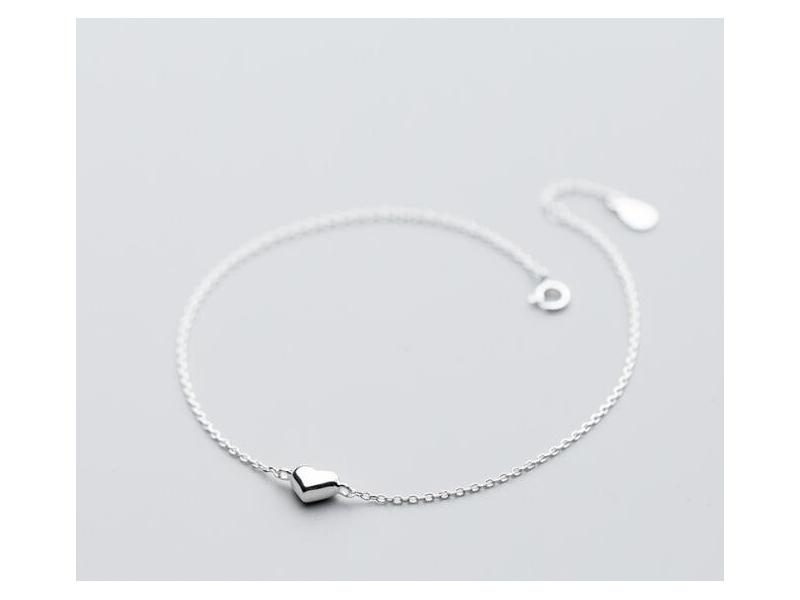 925 Sterling Silver Polished Rounded Heart Anklet Bracelet C S2444 Carousel 2