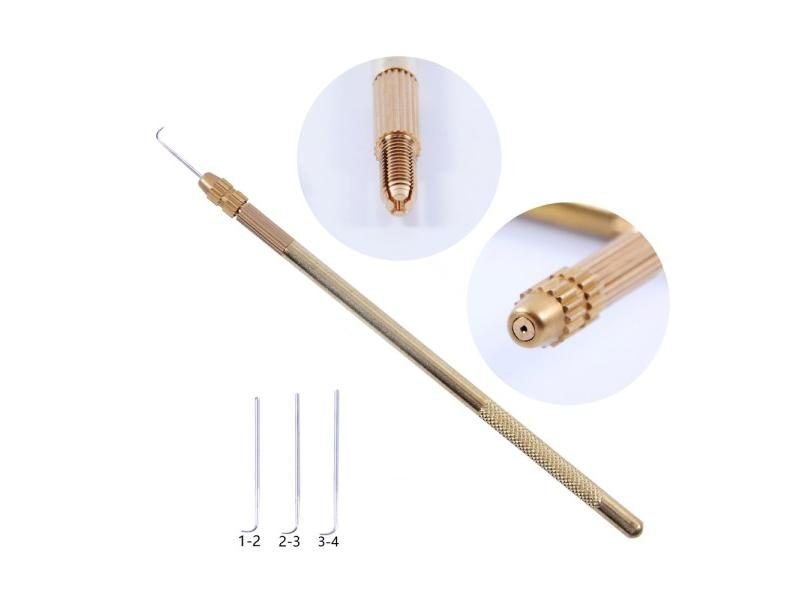 3pcs Ventilating Needles Brass Holder For Lace Wig Knotting Hook Sets Carousel 2