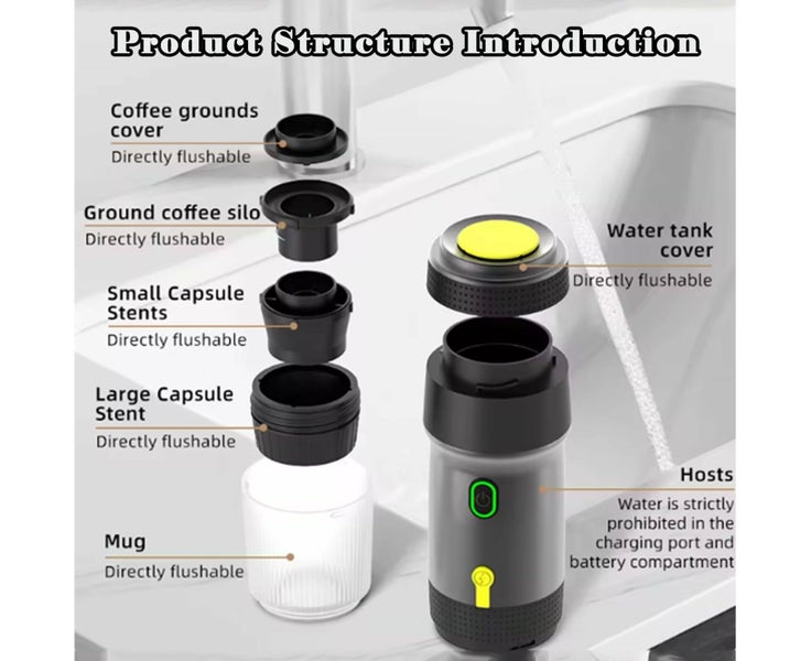 Portable Capsule Coffee Machine, 60 ml USB Charging Mini Car Coffee Machine Carousel 2