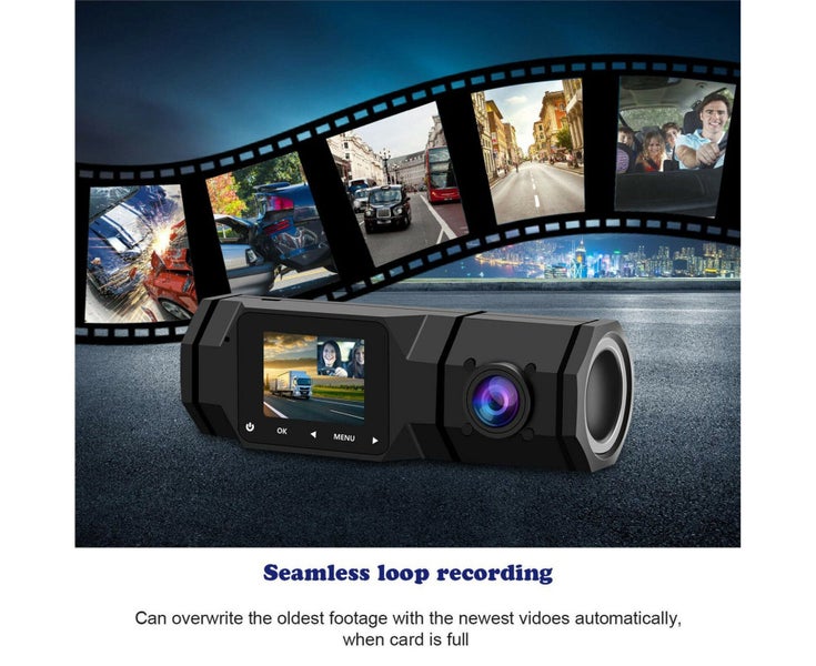 1 Set Dashcam Intelligent Wide Compatibility Dual Cameras 1.5-Inch 1080P Fr Carousel 2