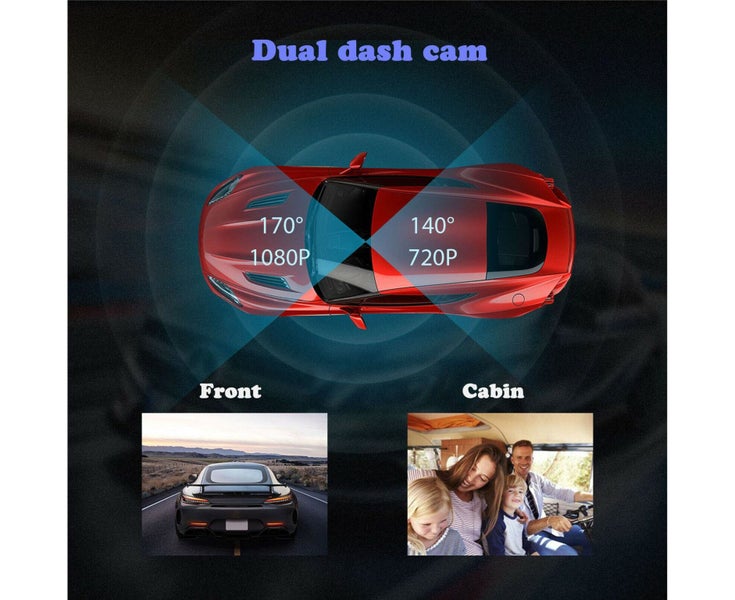 1 Set Dashcam Intelligent Wide Compatibility Dual Cameras 1.5-Inch 1080P Fr Carousel 9