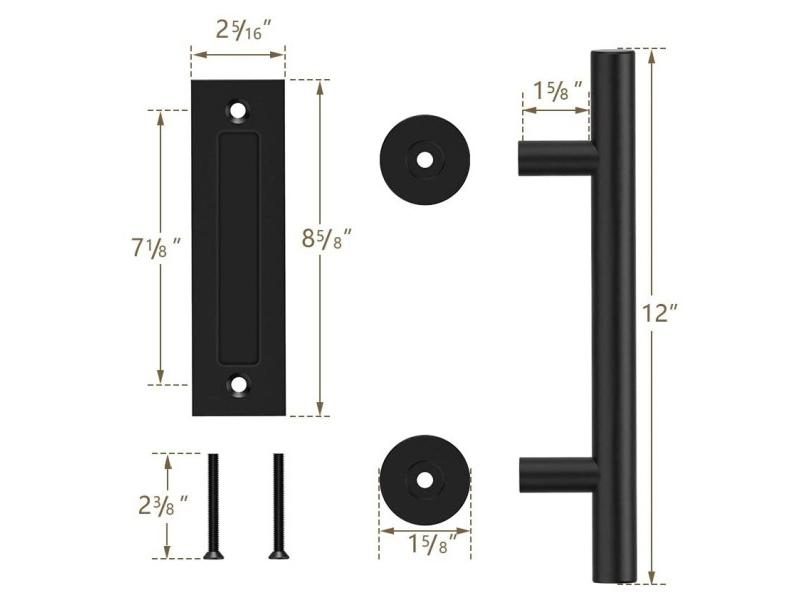 KAK 12 Inches Sliding Barn Door Handle Pull Cabinet Flush Hardware Set Wood Carousel 1