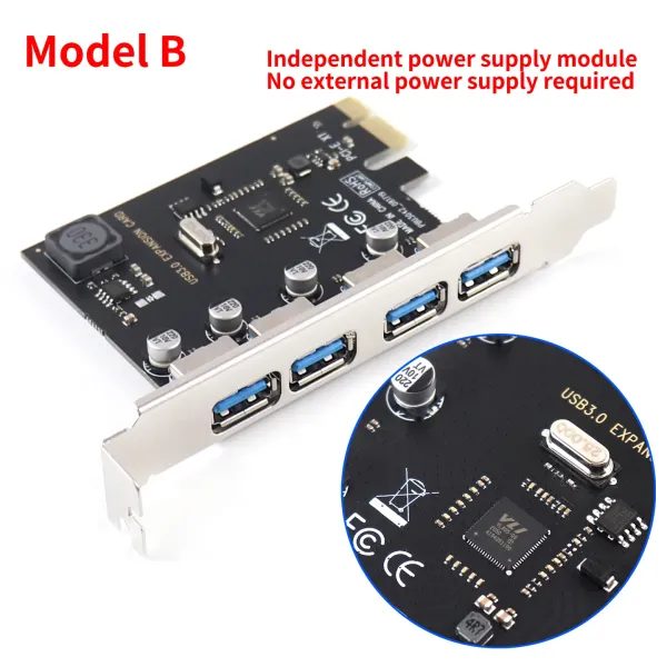 1 Set 4 Port PCI-E To USB 3.0 HUB Adapter 5 Gbps Speed For Desktop Carousel 1