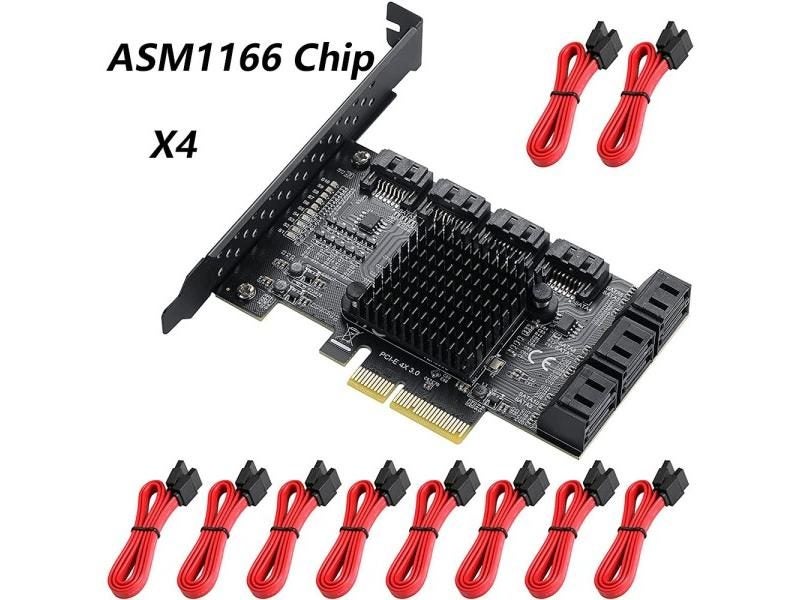 6/4 10 Port SATA III PCIe Card PCIe SATA III Controller Card To 6GB/s Internal Carousel 1