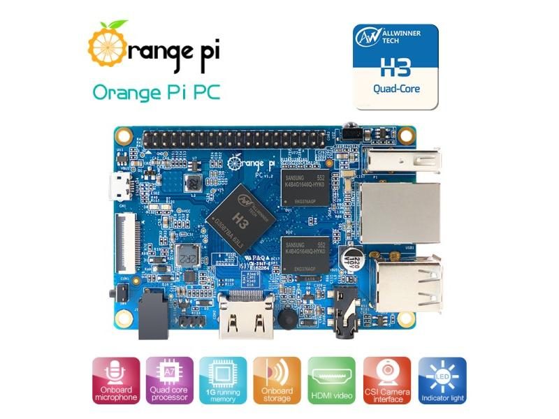 Orange Pi PC 1GB RAM Allwinner H3 Quad-Core Mini PC SBC Single Board Computer Carousel 1