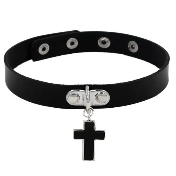 Gothic Choker Necklaces Women Girls Rivet Leather Necklace Rock Kpop Punk Neck Carousel 1