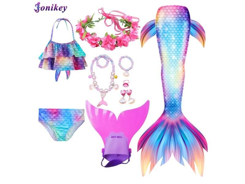 Swimming Mermaid Tail Kids Girls Costume Cosplay Children Swimsuit Fantasy Carousel 1