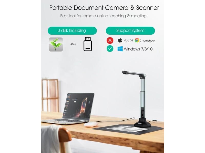 12MP USB Document Camera For Teachers A3/A4 Size Portable Scanner With Carousel 1