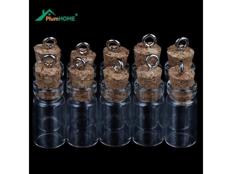 10Pcs Mini Glass Bottles Small Vials Cork Glass Jars Multi Usage Cork Wish Carousel 2