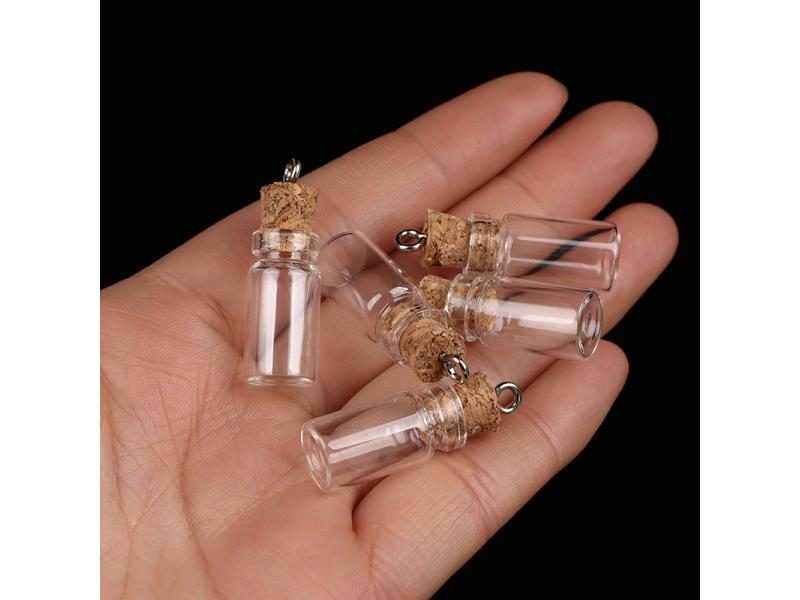 10Pcs Mini Glass Bottles Small Vials Cork Glass Jars Multi Usage Cork Wish Carousel 1