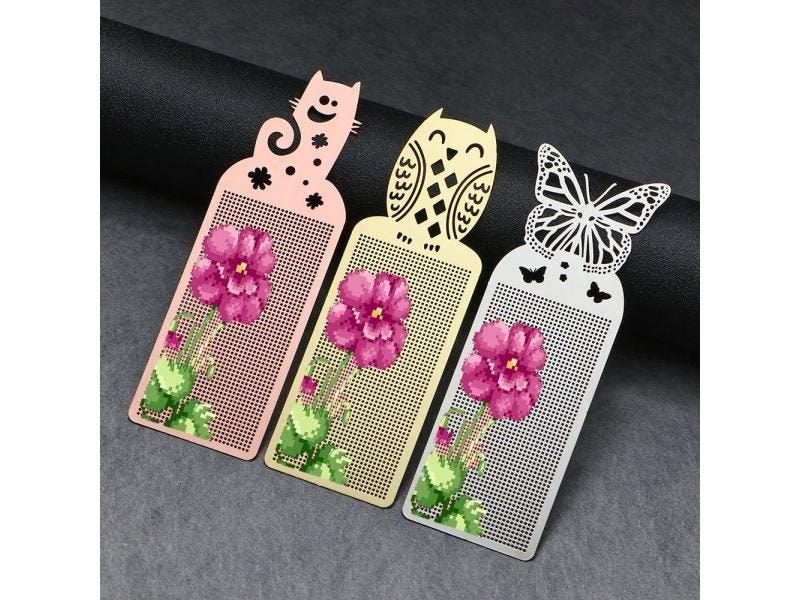 DIY Craft Cross Stitch Bookmark Butterfly Owl Stich Metal Silver Golden Carousel 2