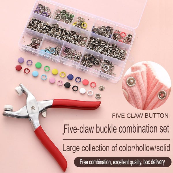 Plier Tool Set with 100 Metal Sewing Buttons 10 Colors Snap Fastener Carousel 1