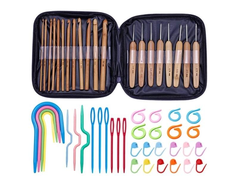 20pcs Bamboo Crochet Hooks Set For Knitting Weaving Carousel 2
