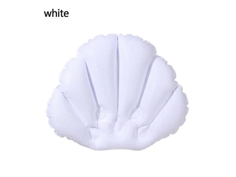 3Color Soft Fan-shaped Inflatable Bath Pillow Neck Support Suction Cups Spa Carousel 1