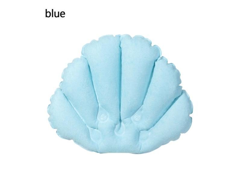 Soft Spa Neck Bath Pillow With Suction Cups Inflatable Terry Cloth Fan-shaped Carousel 1