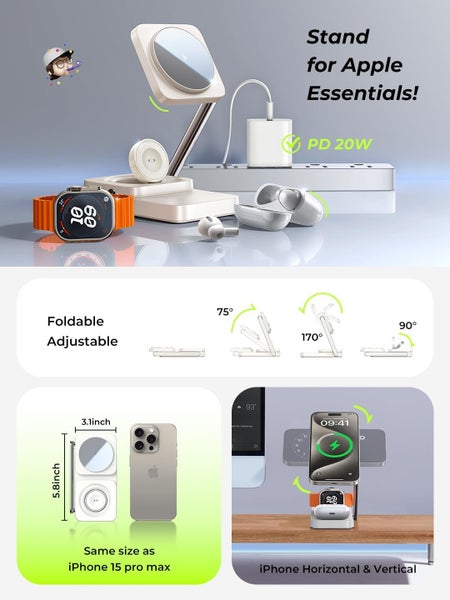 3-in-1 Premium Wireless Charging Stand - White Carousel 2