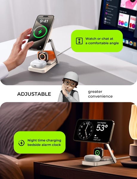 3-in-1 Premium Wireless Charging Stand - White Carousel 6