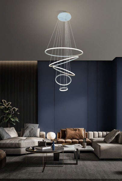 Delessi Marcello LED 5 Ring Aluminium Pendant Light - Tri-Colour Carousel 4