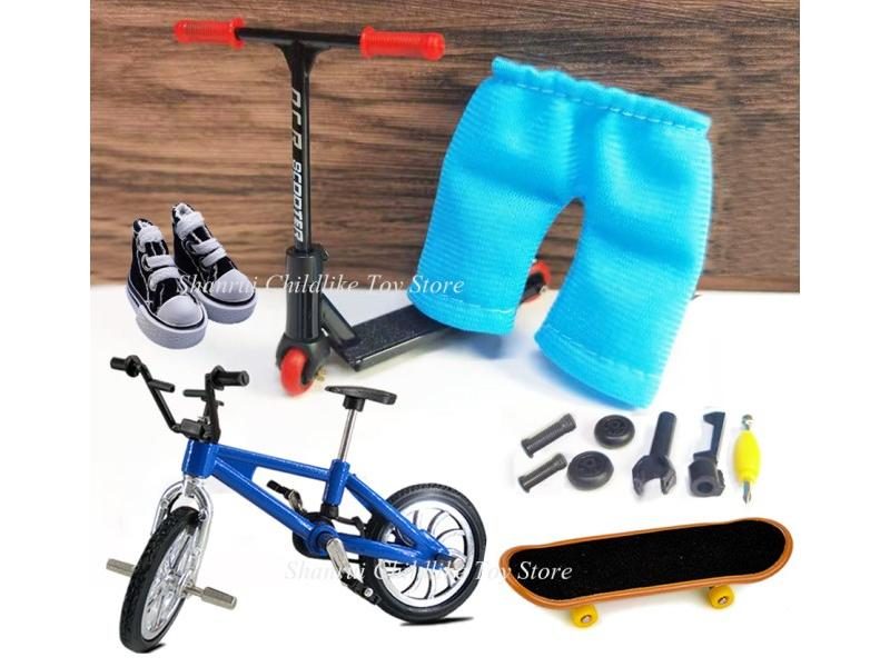 Finger Scooter Two Wheels Fingerboard Set Mini Skate Parts Skateboarding Deck Carousel 2
