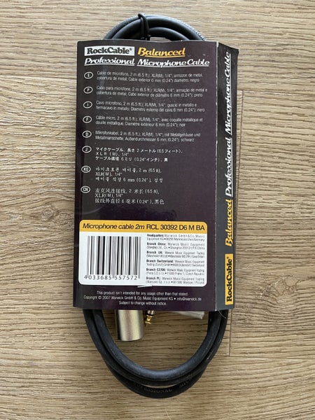 Warwick RockCable 2m Balanced Jack to XLR Cable (Model RCL 30392 D6 M BA) Carousel 2
