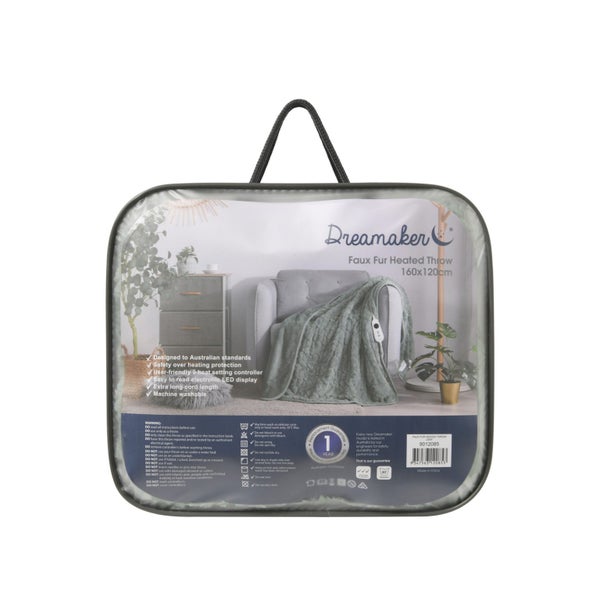 Dreamaker Luxury Faux Fur Heated Throw 200x180cm Leaf Carousel 19