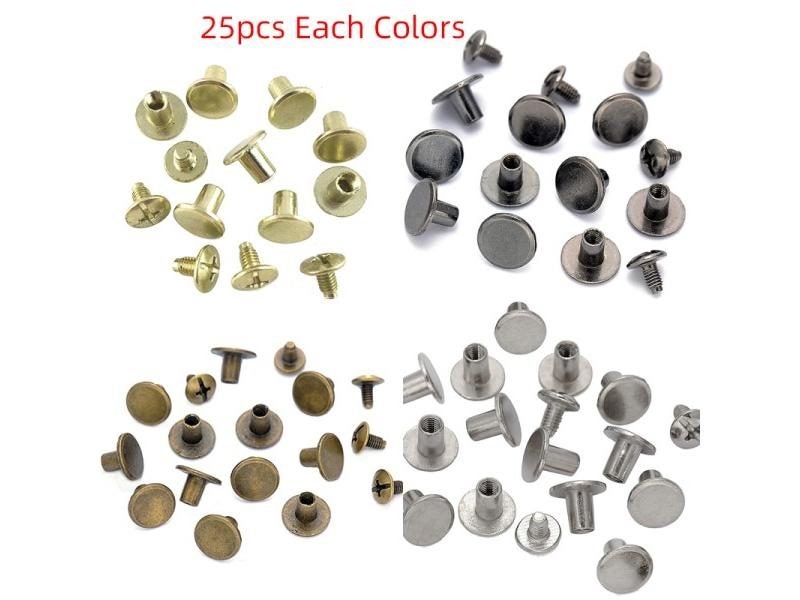 100sets Round Flat Head Leather Fasteners Rivets Belt Accessories Carousel 1