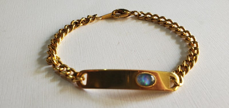 Opal Doublet Gold Plated id Curb Link Bracelet Carousel 2