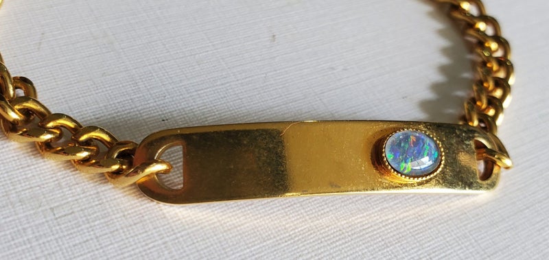 Opal Doublet Gold Plated id Curb Link Bracelet Carousel 7