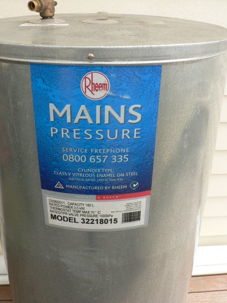 hot water cylinder 2011 rheem 180L mains pressure Carousel 2