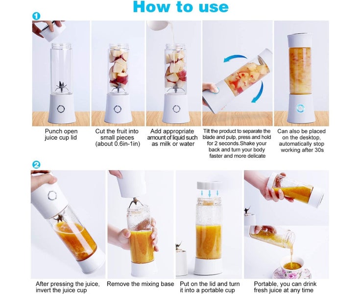 Portable Blender (White) Juice Blender, Milkshake, Fruit and Vegetable Juic Carousel 7