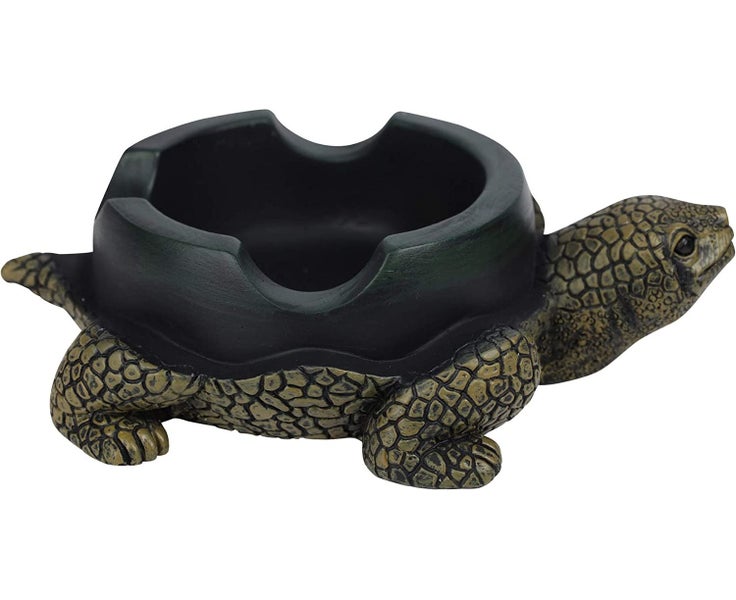 Large Turtle Ashtray - Cigar Use - Dark Green Resin - Discrete Decoration - S Carousel 2