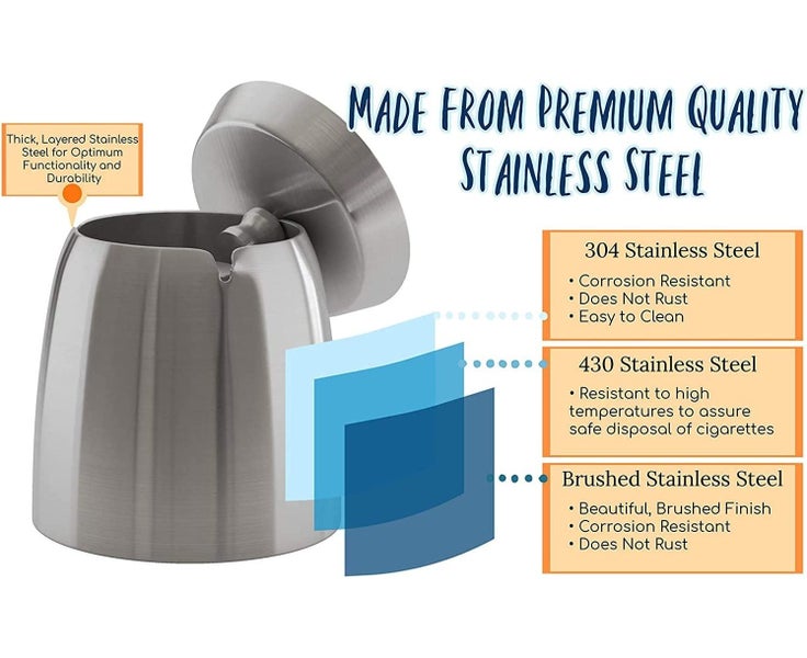 Ashtray with Lid, Stainless Steel Ashtray, Windproof Ashtray Carousel 5