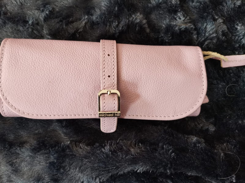 michael hill leather jewellery clutch travel bag pink Carousel 1