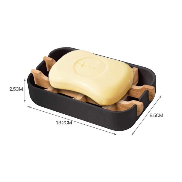 Bamboo Fiber Creative Perforation-free Household Drain Bathroom Accessories Soap Carousel 2