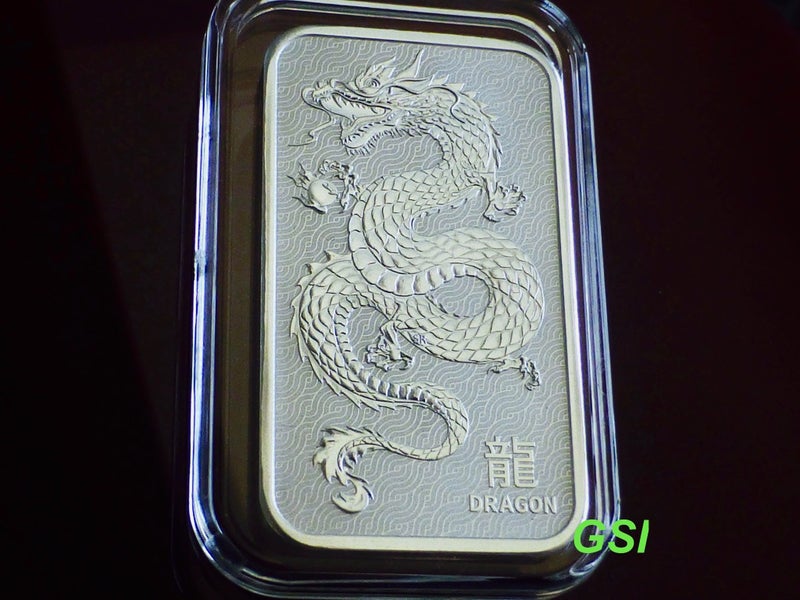 Perth Mint Dragon/Swan bar 1 Oz silver bullion in capsule Carousel 1